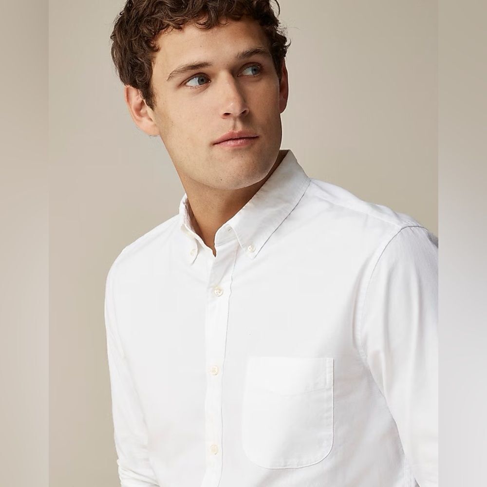 NWT J CREW Slim Untucked Broken-in organic cotton oxford shirt in white - Picture 3 of 7
